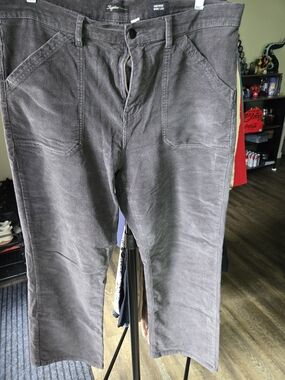 Lush Wide Leg Corduroy Pants in Charcoal Gray